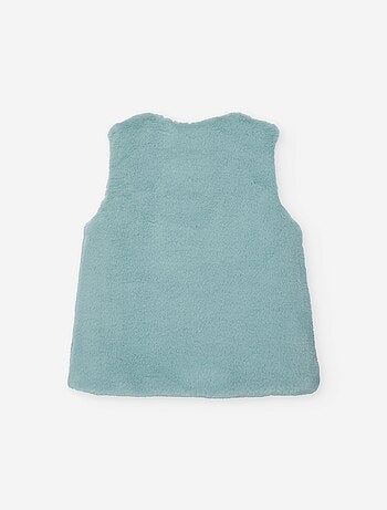 Gilet sans manches en peluche douce avec bouton