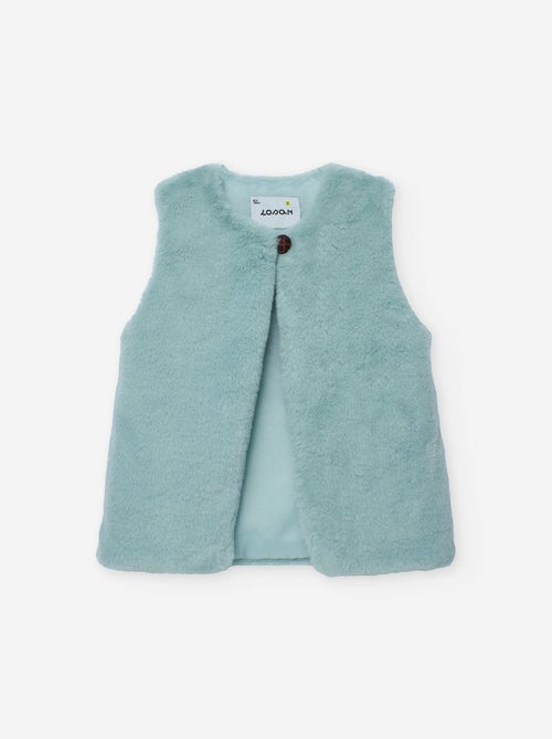 Gilet sans manches en peluche douce avec bouton - Kiabi
