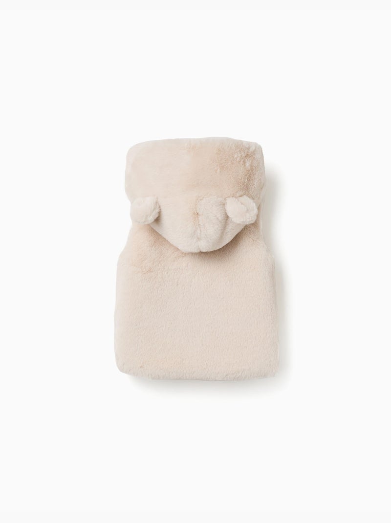 Gilet sans manches en peluche douce synthétique à capuche Blanc - Kiabi