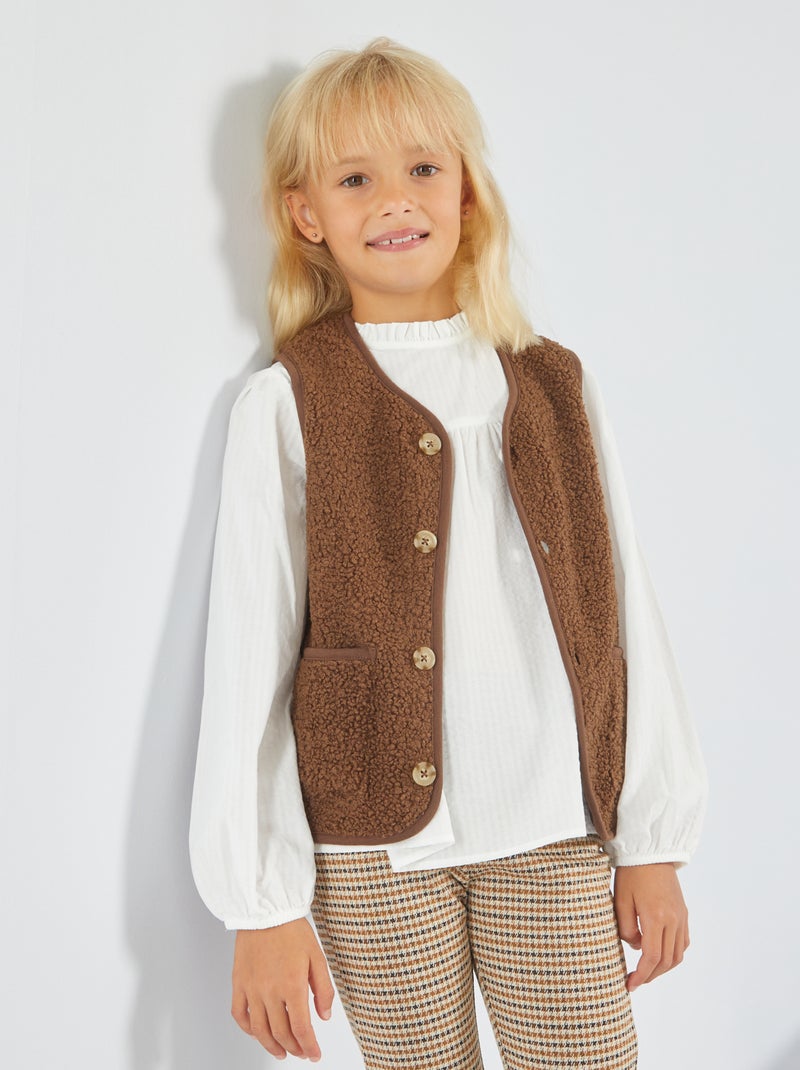 Gilet sans manches en sherpa Marron - Kiabi