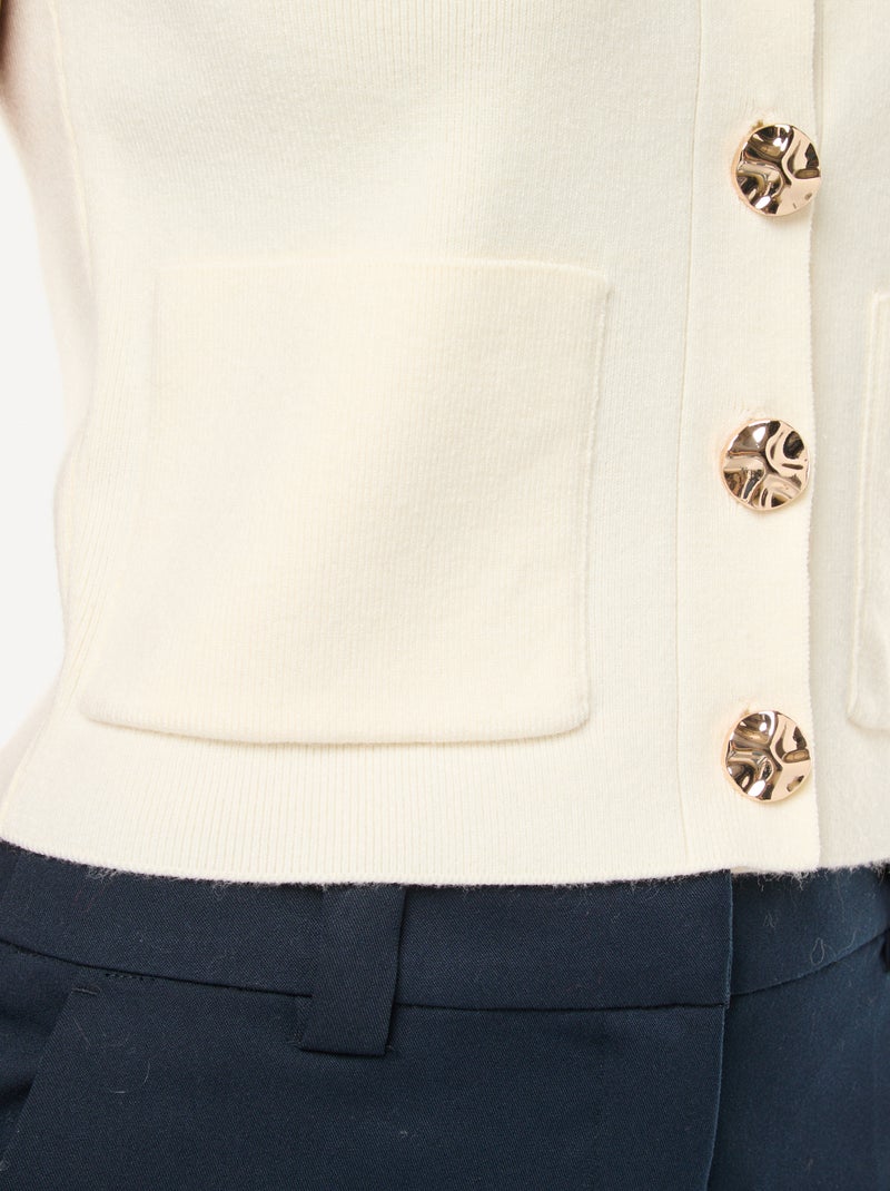 Gilet sans manches en tricot ottoman Blanc - Kiabi