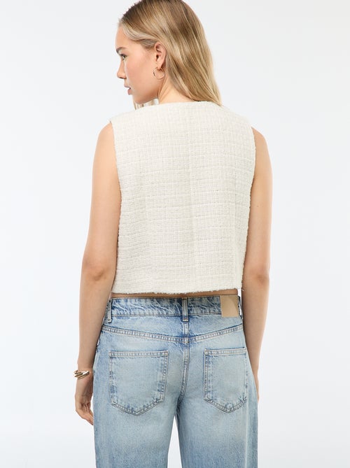 Gilet sans manches en tweed avec boutons fantaisies - Kiabi