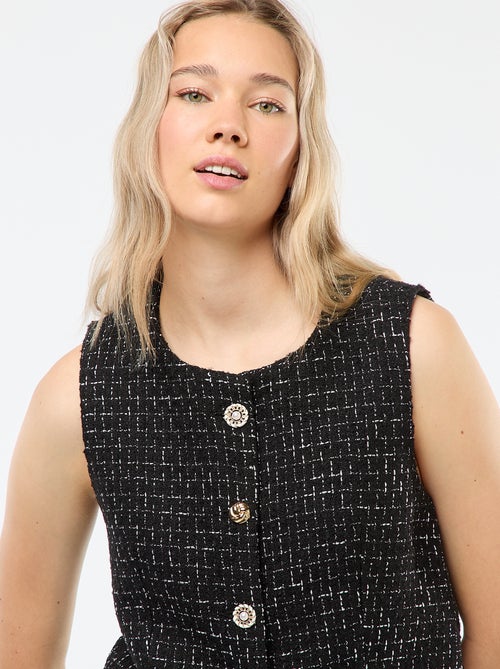 Gilet sans manches en tweed avec boutons fantaisies - Kiabi