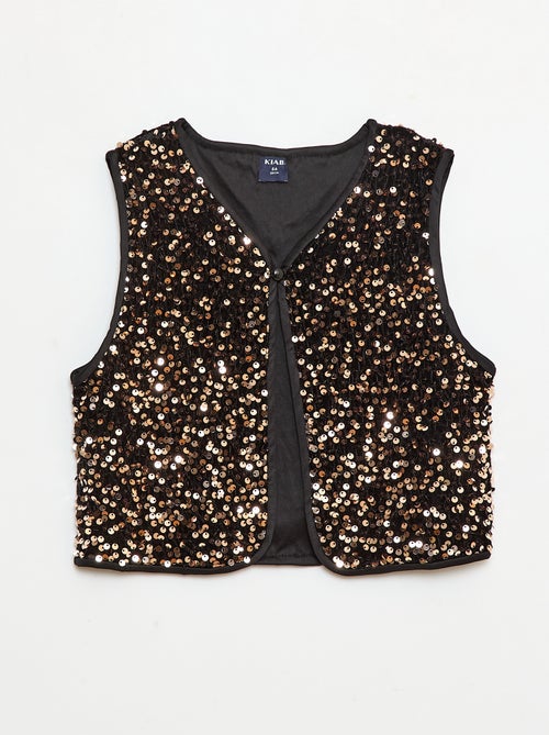 Gilet sans manches en velours avec sequins - Kiabi