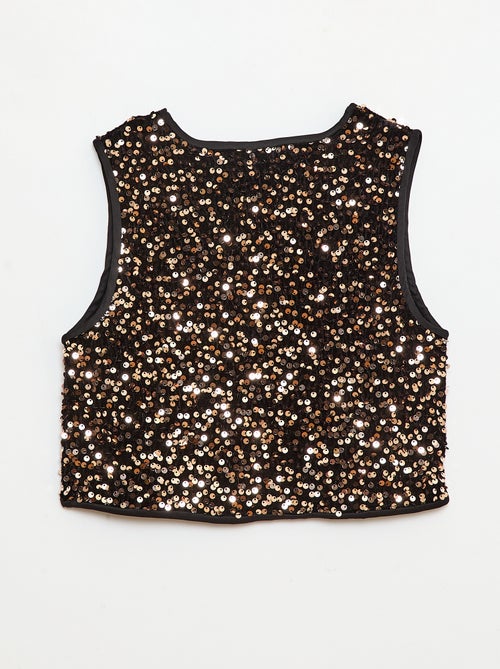 Gilet sans manches en velours avec sequins - Kiabi