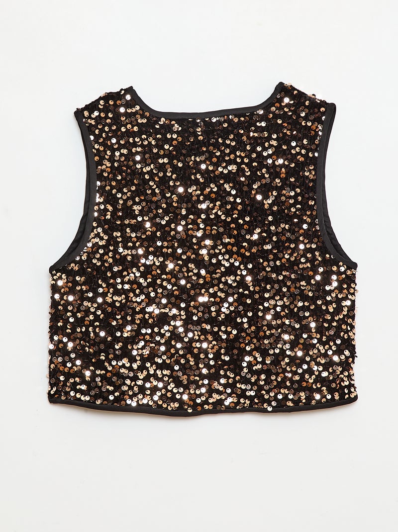 Gilet sans manches en velours avec sequins Jaune - Kiabi
