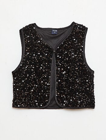 Gilet sans manches en velours avec sequins