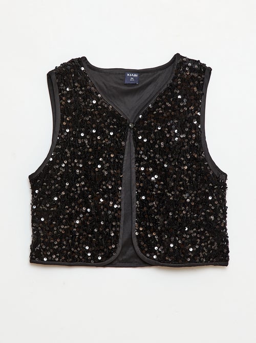 Gilet sans manches en velours avec sequins - Kiabi