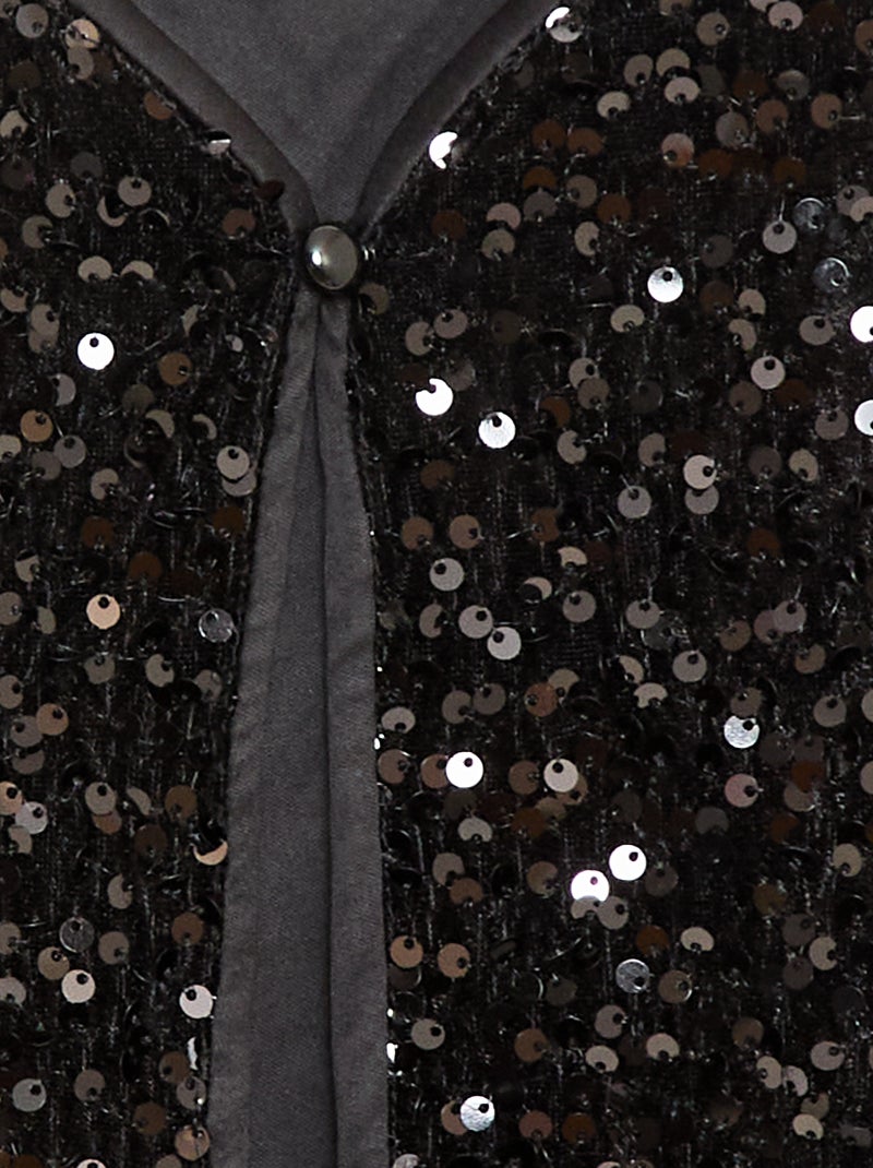 Gilet sans manches en velours avec sequins Noir - Kiabi