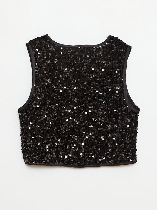 Gilet sans manches en velours avec sequins - Kiabi