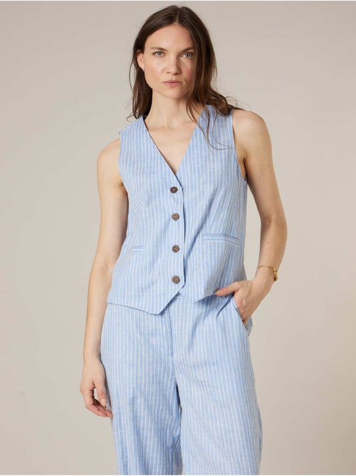 Gilet sans manches esprit tailleur en coton mélangé 'Deeluxe' - Kiabi