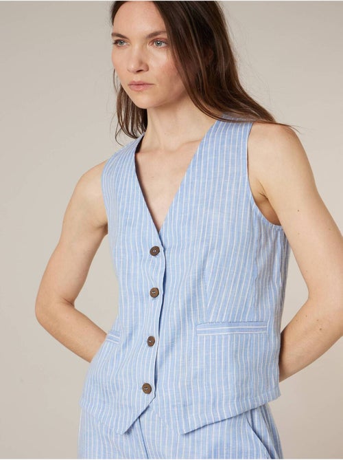 Gilet sans manches esprit tailleur en coton mélangé 'Deeluxe' - Kiabi
