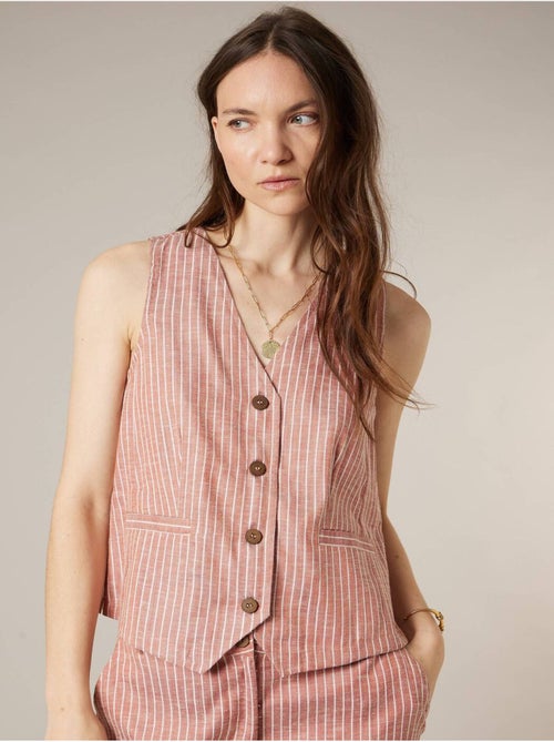 Gilet sans manches esprit tailleur en coton mélangé 'Deeluxe' - Kiabi