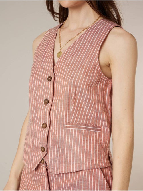 Gilet sans manches esprit tailleur en coton mélangé 'Deeluxe' - Kiabi