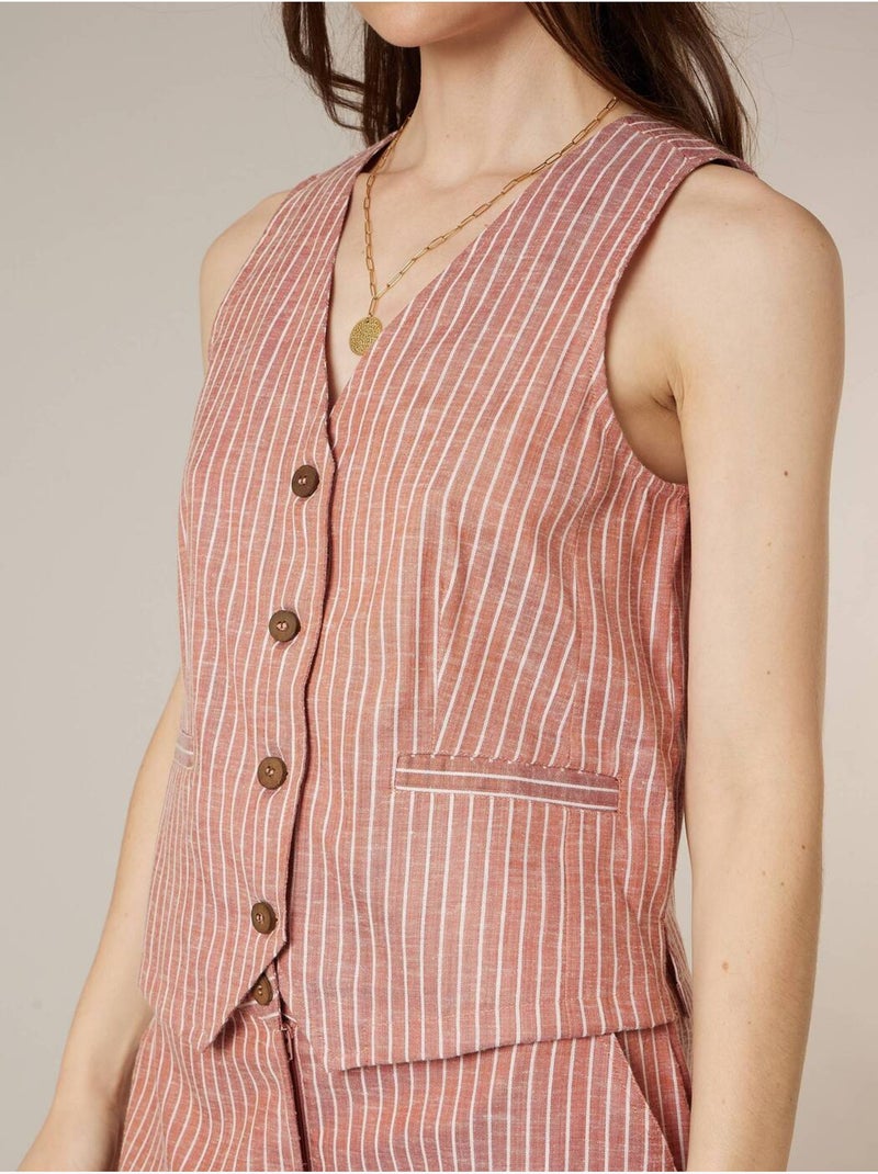 Gilet sans manches esprit tailleur en coton mélangé 'Deeluxe' Saumon - Kiabi