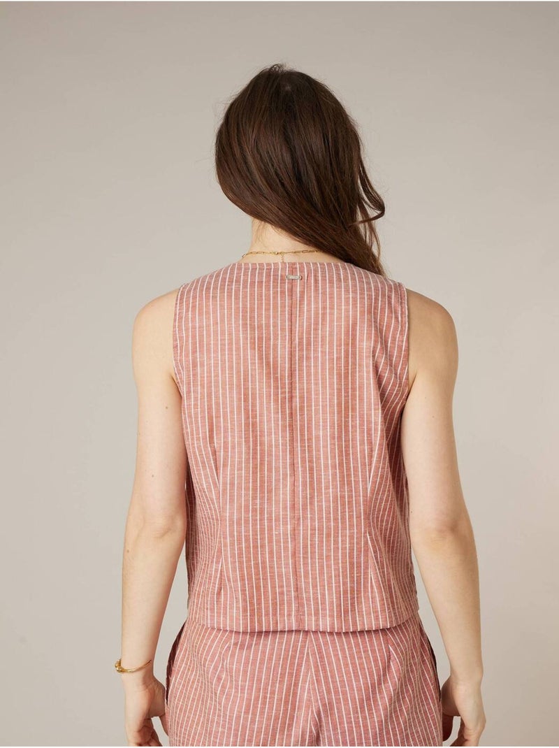 Gilet sans manches esprit tailleur en coton mélangé 'Deeluxe' Saumon - Kiabi