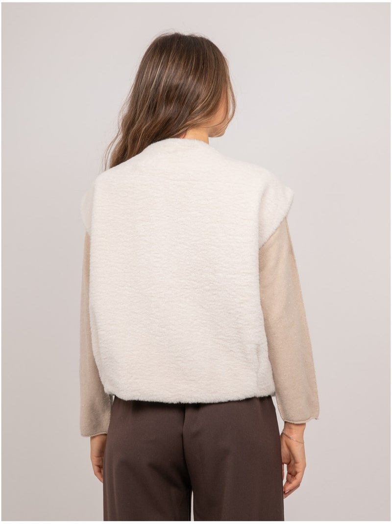 Gilet sans manches fausse fourrure ulla Ecru - Kiabi