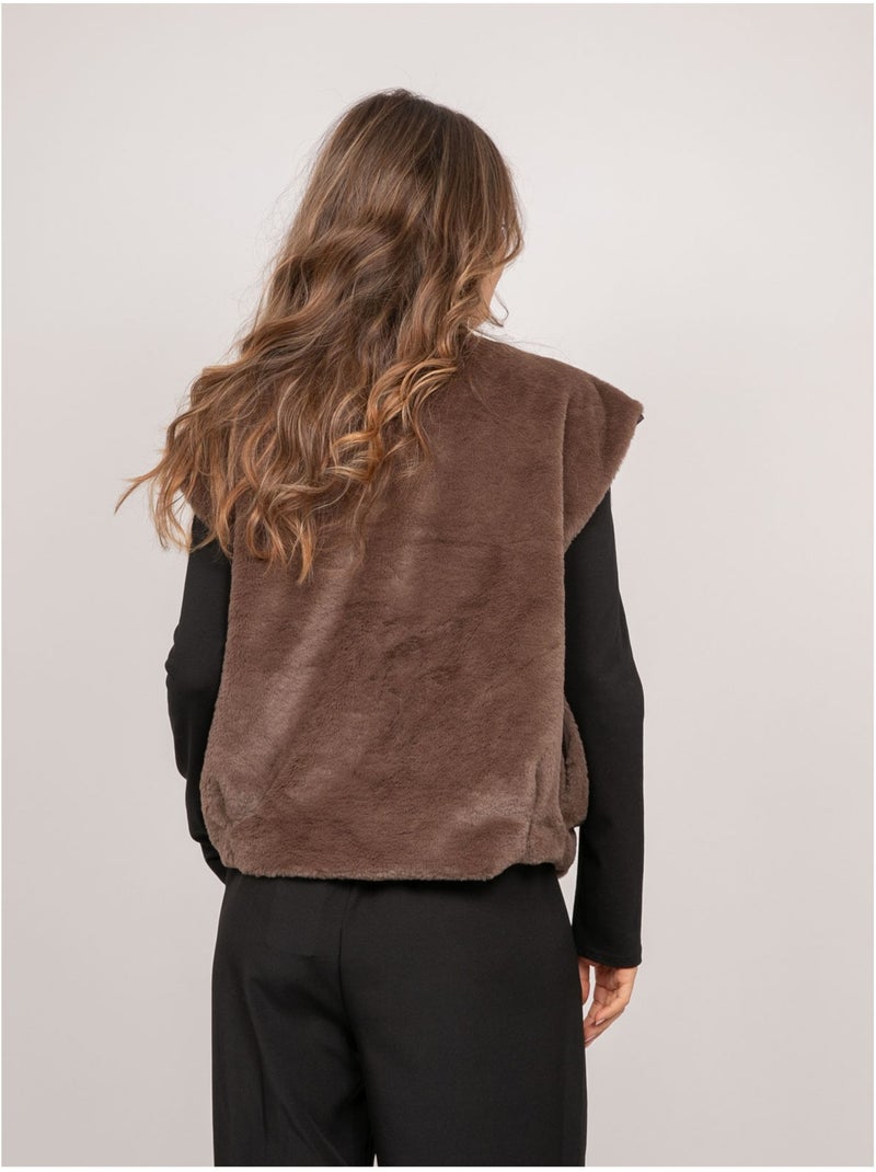Gilet sans manches fausse fourrure ulla Marron - Kiabi