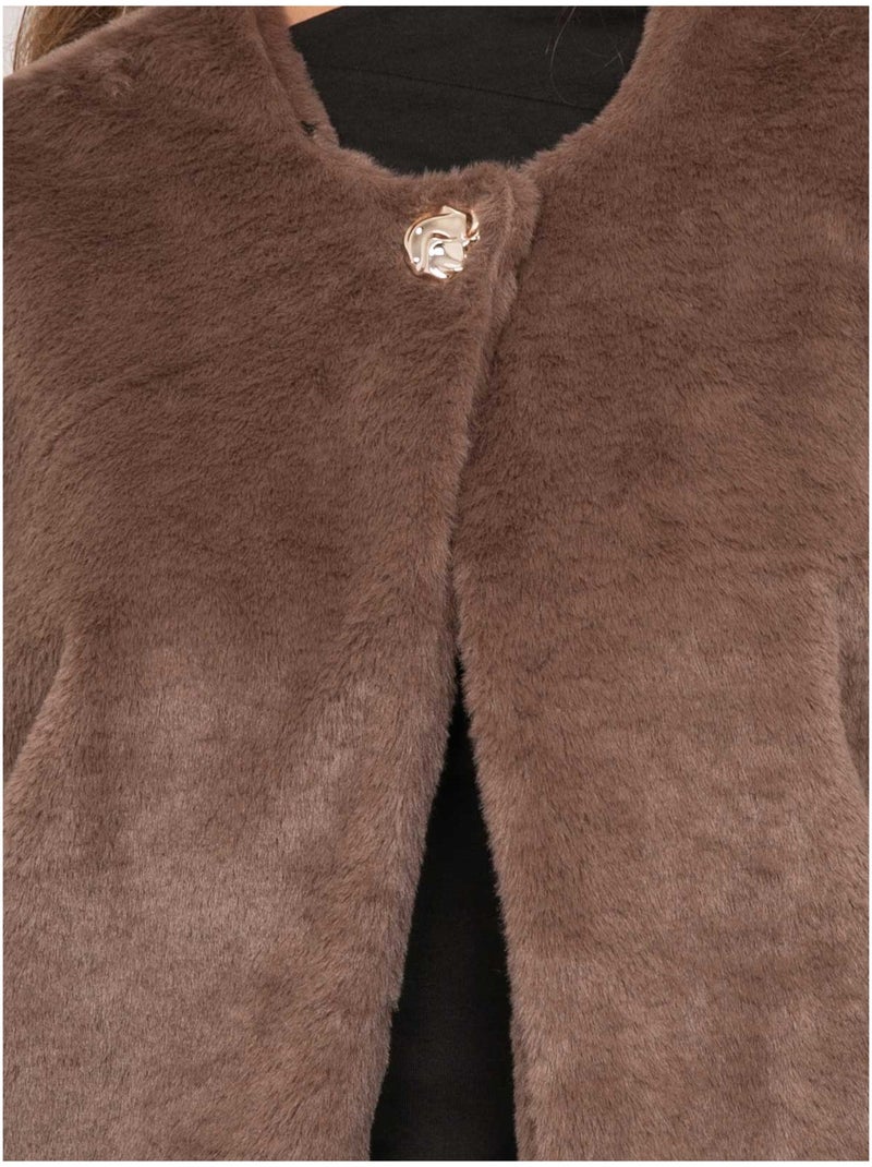 Gilet sans manches fausse fourrure ulla Marron - Kiabi