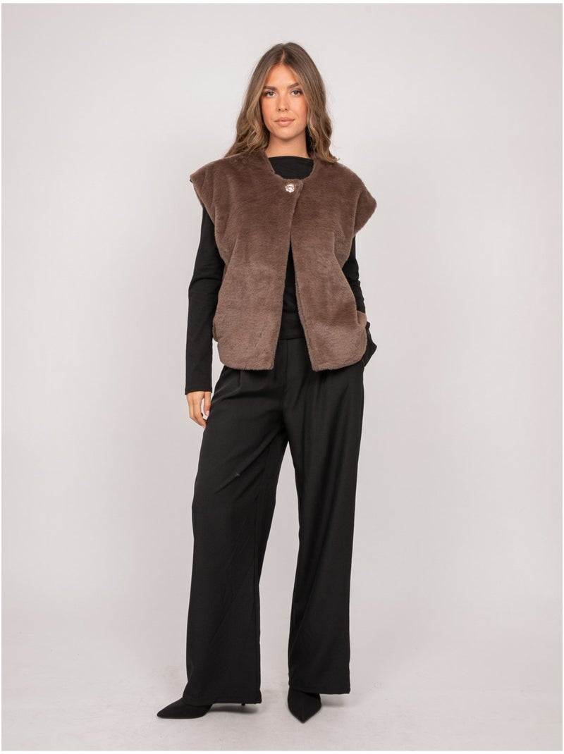 Gilet sans manches fausse fourrure ulla Marron - Kiabi