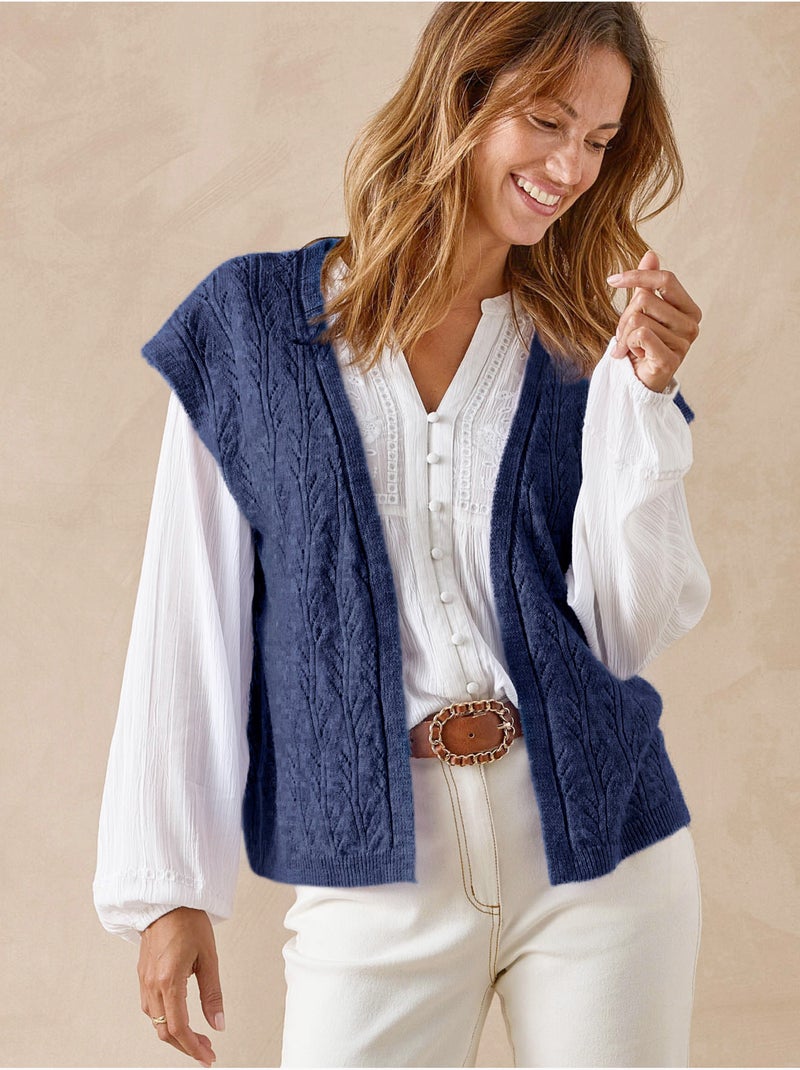 Gilet sans manches femme 5% laine - DAXON Bleu marine - Kiabi