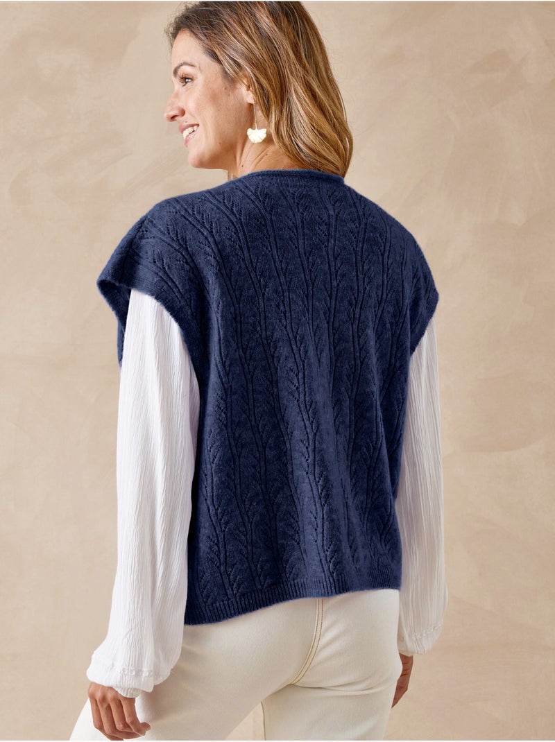 Gilet sans manches femme 5% laine - DAXON Bleu marine - Kiabi