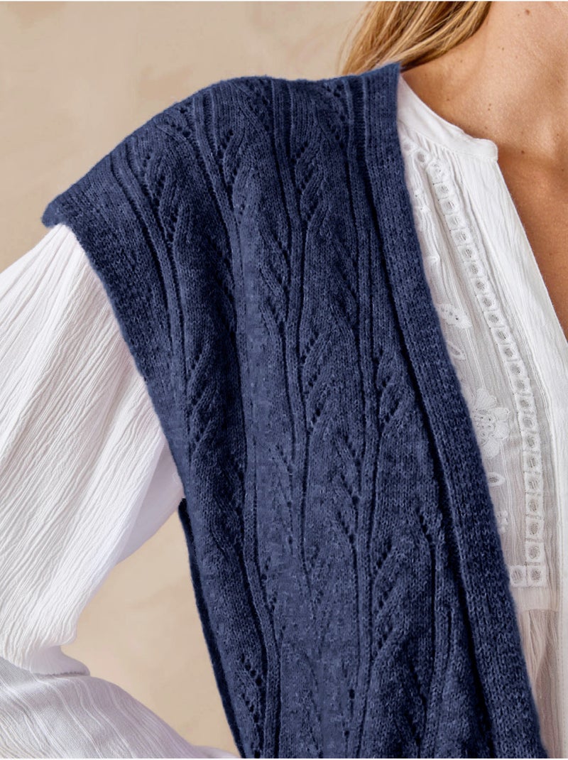 Gilet sans manches femme 5% laine - DAXON Bleu marine - Kiabi