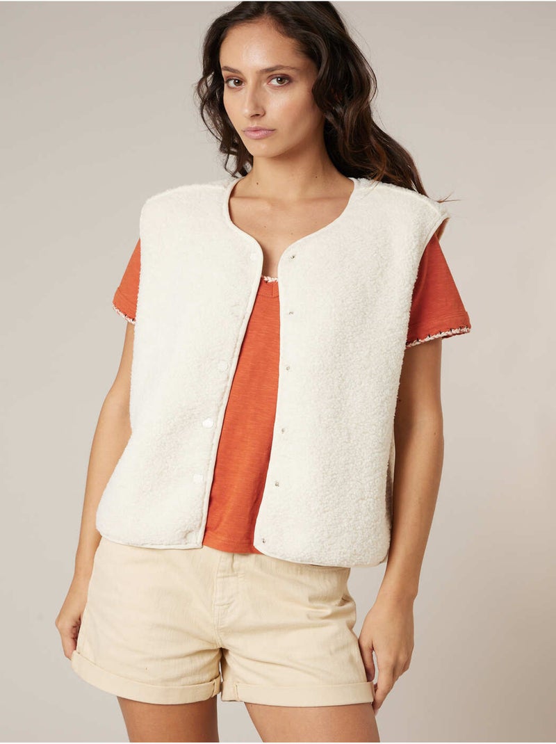 Gilet sans manches femme au toucher doux et texturé 'Deeluxe' Beige argile - Kiabi