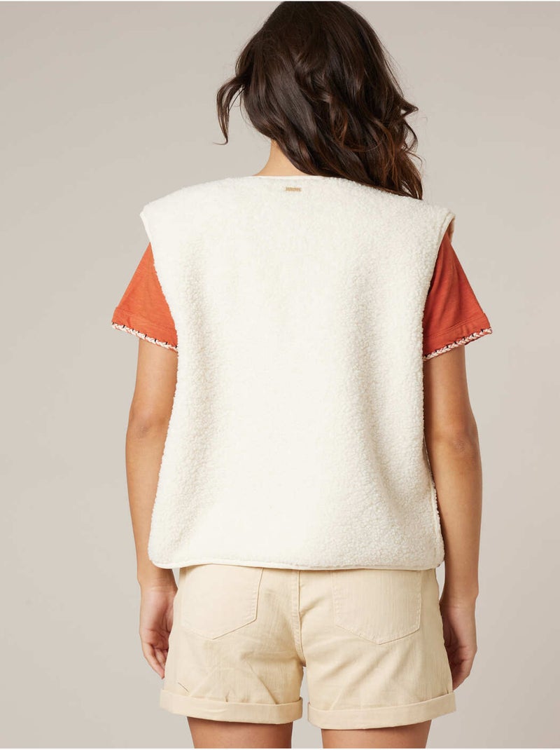 Gilet sans manches femme au toucher doux et texturé 'Deeluxe' Beige argile - Kiabi