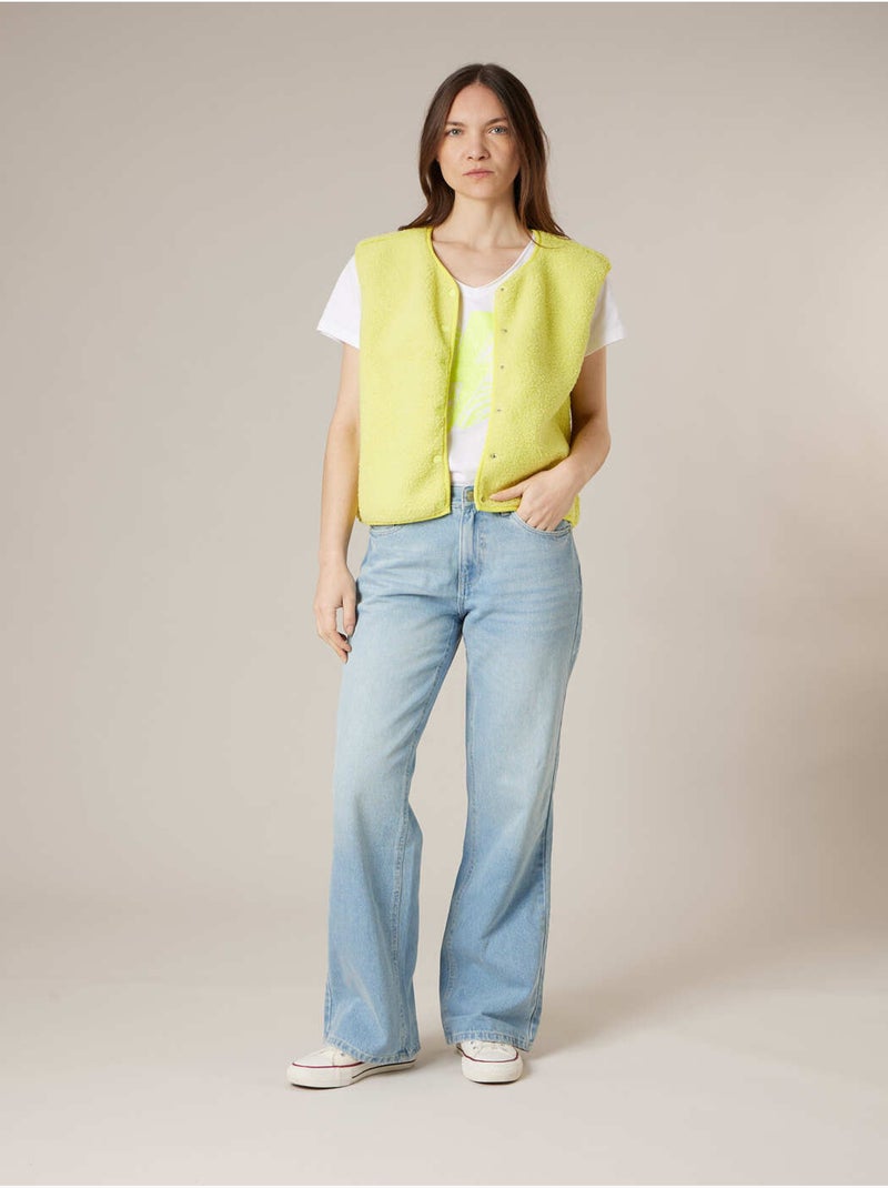 Gilet sans manches femme au toucher doux et texturé 'Deeluxe' Jaune citron - Kiabi