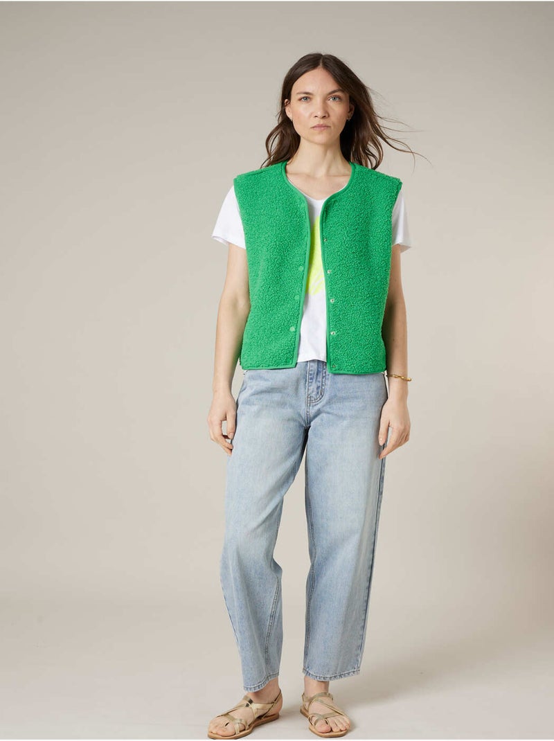 Gilet sans manches femme au toucher doux et texturé 'Deeluxe' Vert fluo - Kiabi