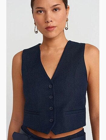Gilet sans manches femme court ajusté dilvin
