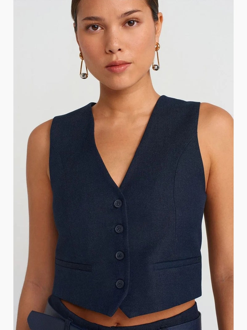 Gilet sans manches femme court ajusté dilvin Bleu marine - Kiabi