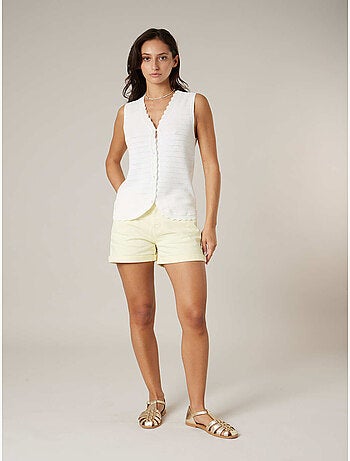 Gilet sans manches femme en coton pointelle 'deeluxe'