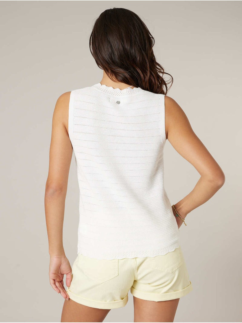 Gilet sans manches femme en coton pointelle 'Deeluxe' Blanc - Kiabi