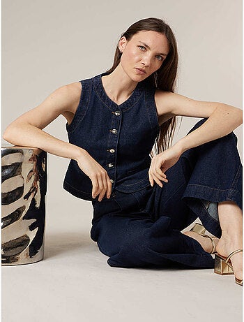 Gilet sans manches femme en jean denim 100% coton 'Deeluxe'