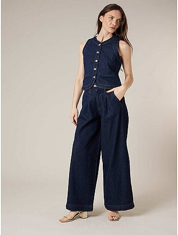 Gilet sans manches femme en jean denim 100% coton 'Deeluxe'