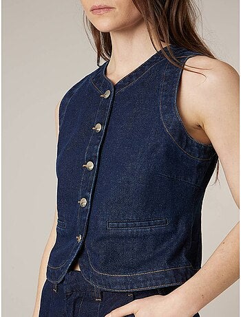 Gilet sans manches femme en jean denim 100% coton 'Deeluxe'