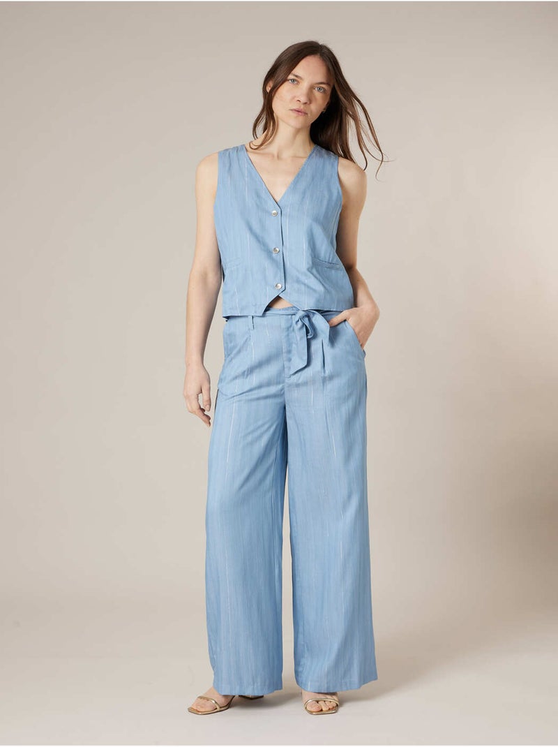 Gilet sans manches femme en lyocell 'Deeluxe' Bleu - Kiabi