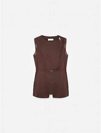 Gilet sans manches femme en tencel popeline ceinturé dilvin