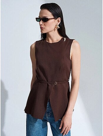 Gilet sans manches femme en tencel popeline ceinturé dilvin