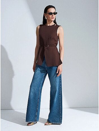 Gilet sans manches femme en tencel popeline ceinturé dilvin