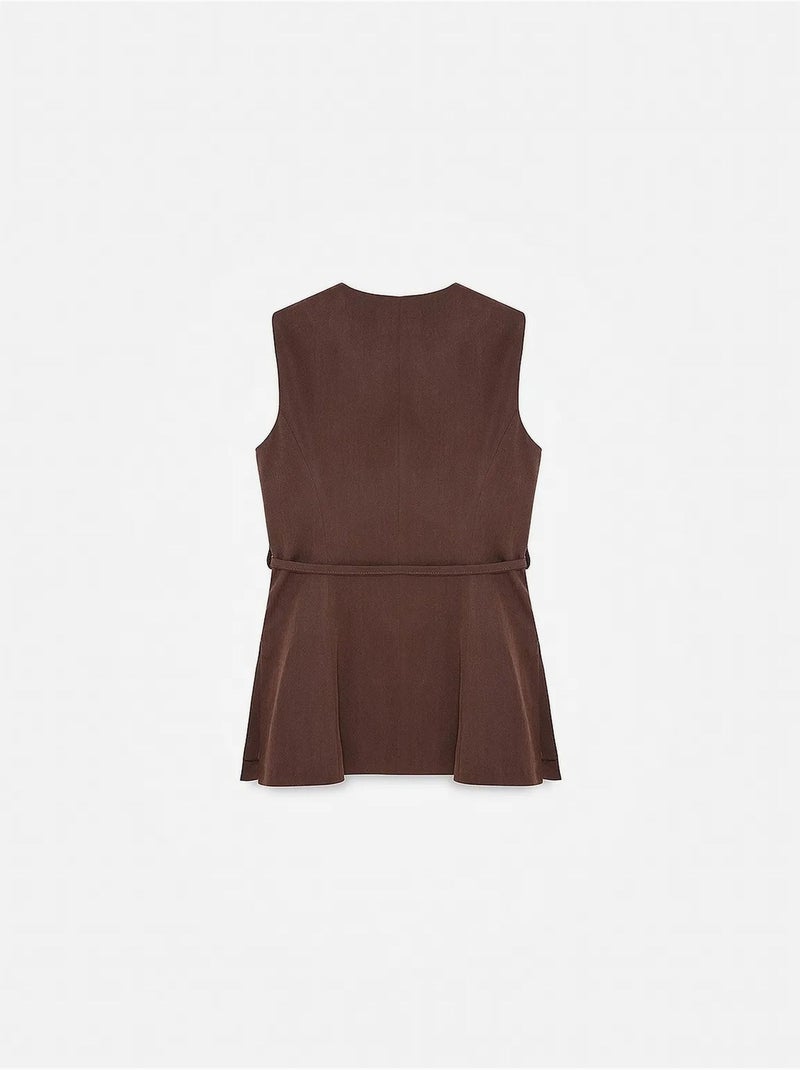 Gilet sans manches femme en tencel popeline ceinturé dilvin Marron - Kiabi