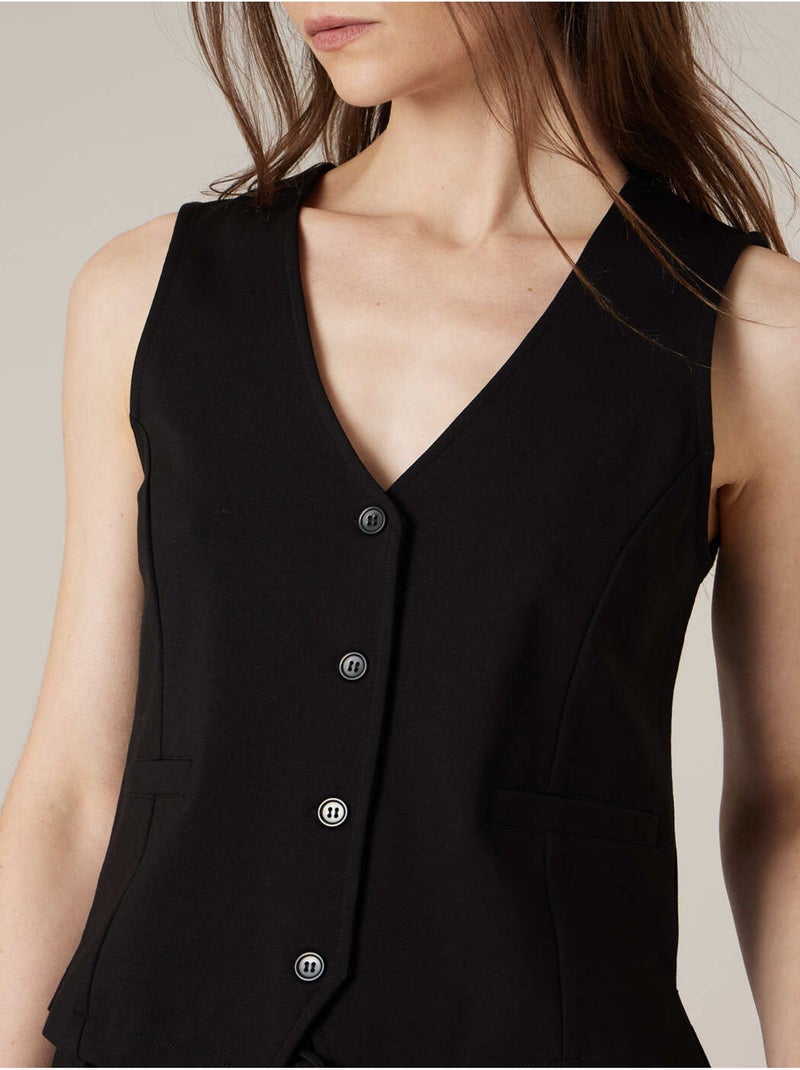 Gilet sans manches femme style tailleur coupe élégante 'Deeluxe' Noir - Kiabi