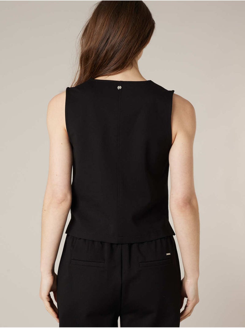 Gilet sans manches femme style tailleur coupe élégante 'Deeluxe' Noir - Kiabi