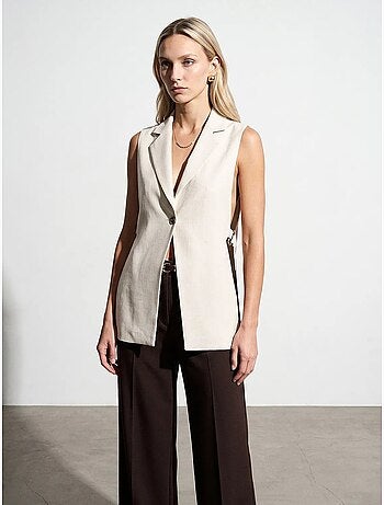 Gilet sans manches femme uni à col châle dilvin