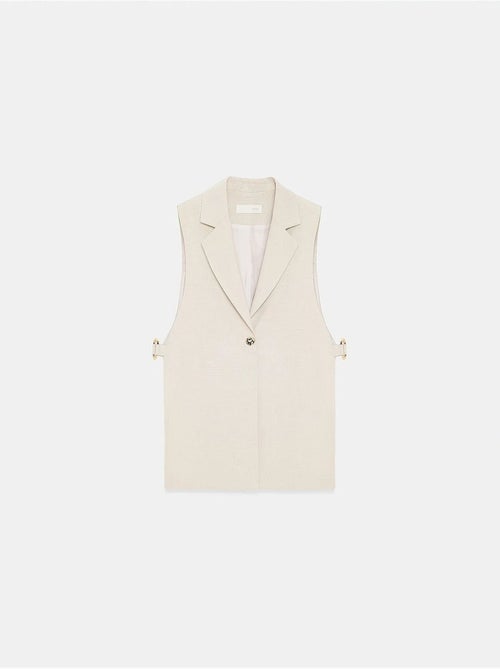 Gilet sans manches femme uni à col châle dilvin - Kiabi