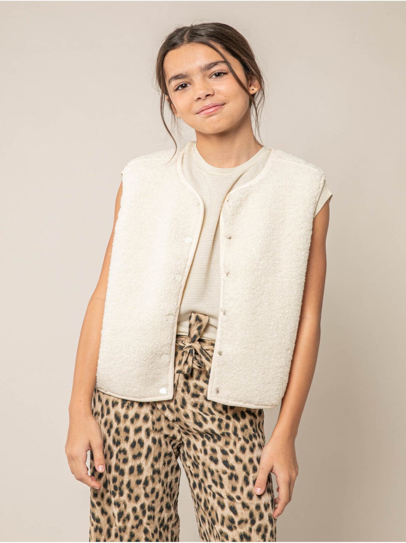 Gilet sans manches fille au toucher doux et texturé 'Deeluxe' Beige argile - Kiabi