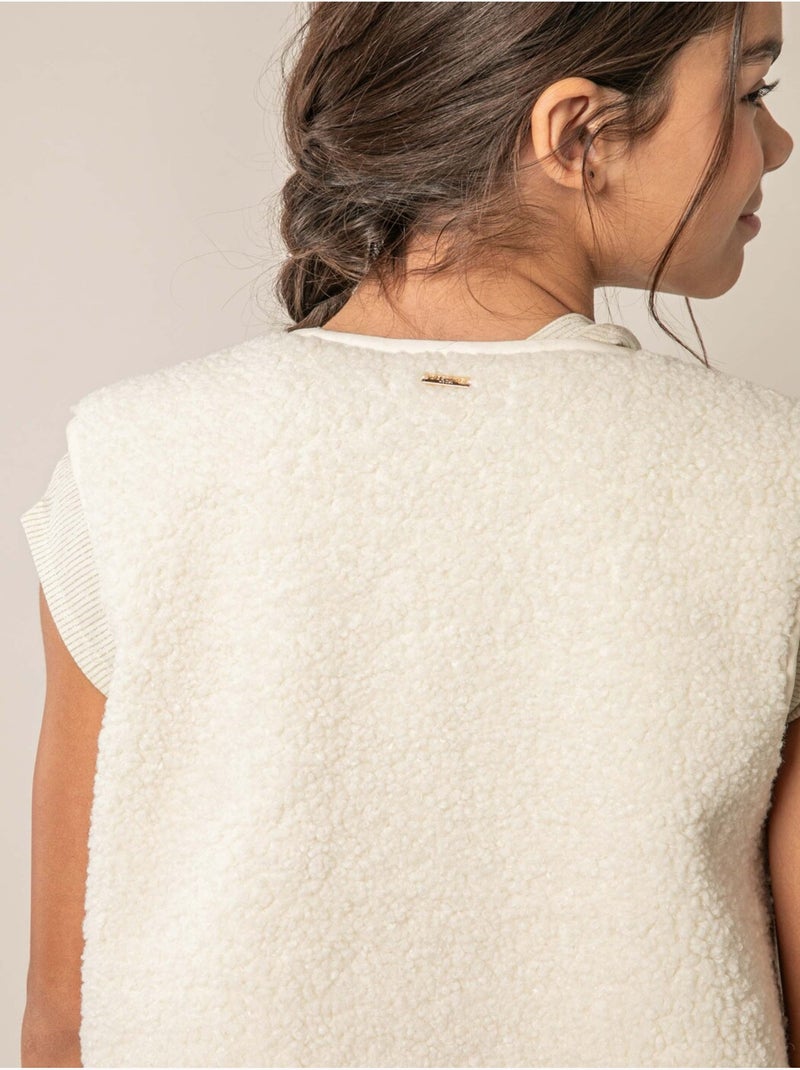 Gilet sans manches fille au toucher doux et texturé 'Deeluxe' Beige argile - Kiabi