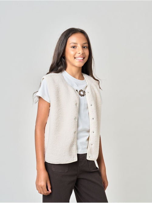 Gilet sans manches fille au toucher doux et texturé 'deeluxe' - Kiabi Gilet sans manches fille au toucher doux et texturé 'deeluxe' - Kiabi